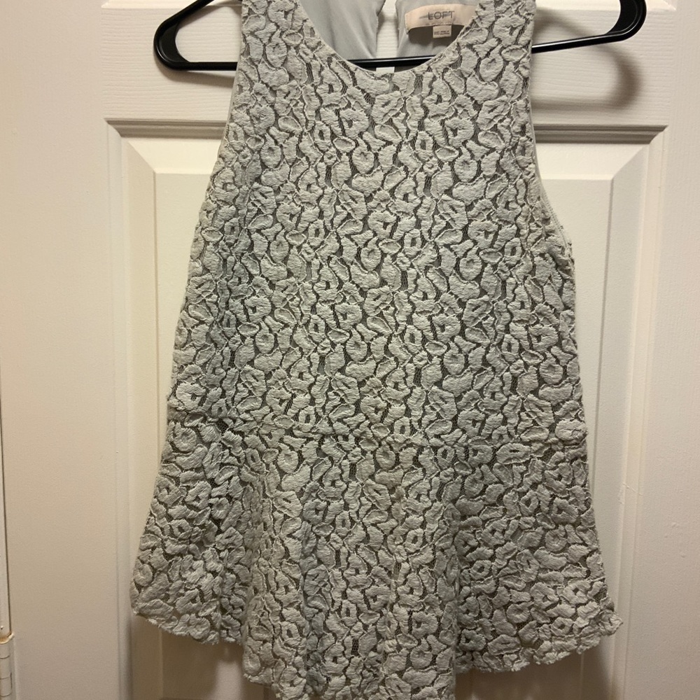 Elegant Loft Grey Peplum Lace Top Size XXS